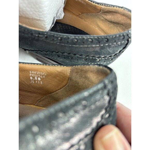 Earthies Wingtip Treviso Brogues Flats Lace Up Metallic Pewter 8.5 Arch Support - Picture 3 of 8